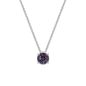 <strong>Solid</strong> 14K Yellow <strong>Gold</strong> Floating Solitaire Lab Round Alexandrite <strong>Pendant</strong> - Product Image 2