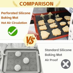 Tapis de cuisson en silicone antiadhésif de haute qualité pour le pain, doublure de four perforée, tapis de cuisson en silicone perforé pour la cuisson à la vapeur - Product Image 6
