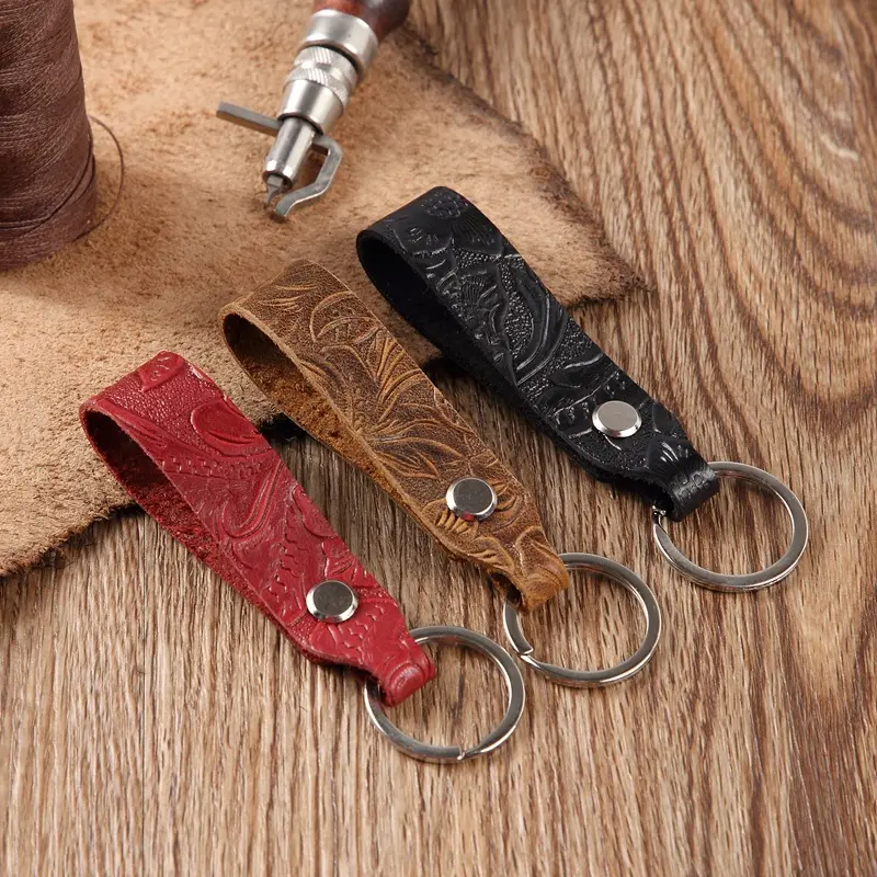 Chaveiro de couro personalizado, porta-chaves de couro de pu profissional personalizado