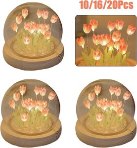 Lámpara de Noche Decorativa DIY con Forma de Tulipán, Mini Bola de Cristal LED, Pantalla Blanca, Diseño Posmoderno, 10x10cm, Luz Cálida, 3 Pilas AAA - Product Image 6