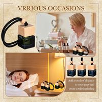 Flacons de parfum pour voiture en verre carré de haute qualité de 8 ml, logo personnalisé imprimé à l'écran, couvercle en bois, diffuseur de parfum suspendu, JIHUA