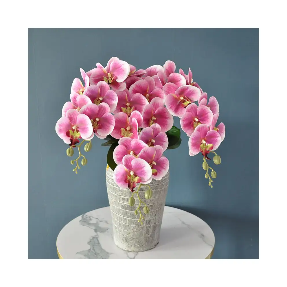 Wholesale Artificial Orchids 9 Heads Real Touch Butterfly Orchid 3D Orchids Flower Wedding Home Office Decoration