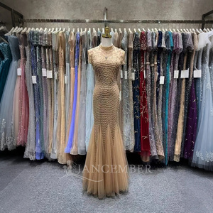 Dernier luxe <span class=keywords><strong>Champagne</strong></span> perles cristaux sirène scène Costume robe mode combinaison robe Lsja71 - Product Image 2