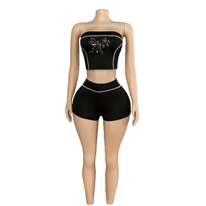 F1360-new arrivi 2025 Casual Set di pantaloncini e pantaloncini 2 pezzi di <span class=keywords><strong>abbigliamento</strong></span> donna due pezzi - Product Image 3