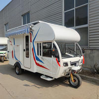 Mini-caravane électrique en forme de larme, trois roues, tout-terrain, pour le camping et les voyages, avec éclairage LED, chambre et cuisine en aluminium.