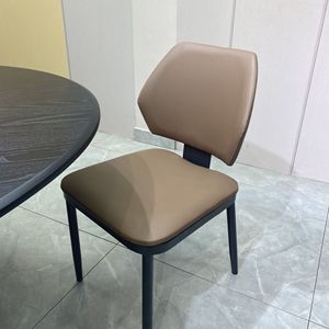Modern Minimalist Leather <b>Dining</b> <b>Chair</b> Brown Upholstered Seat For Home Hotel <b>Dining</b> Room Adult Elderly Use - Product Image 1