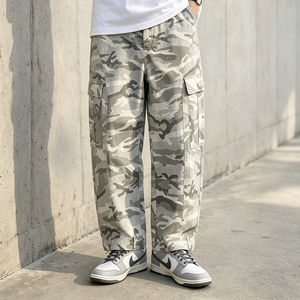 <span class=keywords><strong>Pantaloni</strong></span> Cargo <span class=keywords><strong>Mimetici</strong></span> da <span class=keywords><strong>Uomo</strong></span>, Gamba Larga, Vestibilità Dritta, Multitasche, Stile Vintage Casual Streetwear - Product Image 2