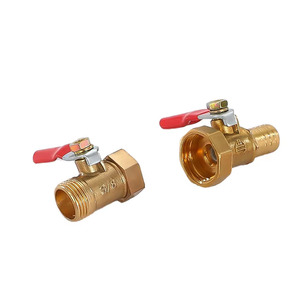 Robinet à bille en laiton sur mesure 1/4 1/8 3/8 1/2 mâle avec levier <span class=keywords><strong>rouge</strong></span>, raccord de tuyauterie pour eau/gaz - Product Image 2