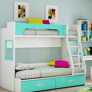 เตียงสองชั้นแบบคู่ทันสมัยสำหรับเด็กวัสดุไม้ทนทานสำหรับใช้ในโรงเรียนหรือห้องนอน - Product Image 4