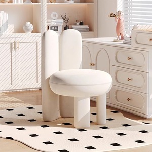 Modern Minimalist Pink Velvet Makeup <b>Chair</b> With Bunny Ear Back Design For <b>Dressing</b> <b>Table</b> Use - Product Image 2