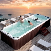 Grande baignoire spa en acrylique blanche acrylique Piscine de luxe autoportante Massage à remous Application extérieure