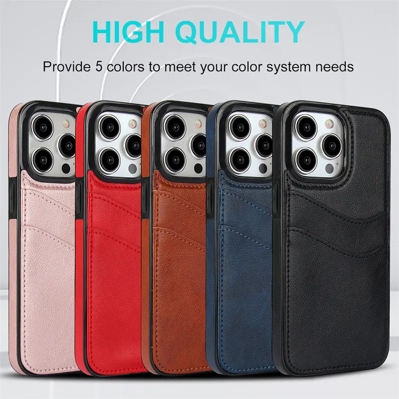 Diseño único Premium PU cuero Flip Wallet Phone Case para iPhone 15 14 13 Pro para Samsung teléfono móvil y accesorio