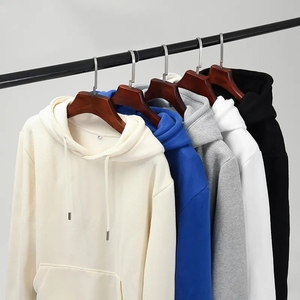เสื้อฮู้ดแขนยาวผู้ชาย 330 กรัม รุ่นยอดนิยมสำหรับฤดูใบไม้ร่วงและฤดูหนาว สีพื้น ผ้าฝ้ายทอเนื้อหนา ทรงโอเวอร์ไซส์ เป็นมิตรต่อสิ่งแวดล้อม ปักลาย - Product Image 1