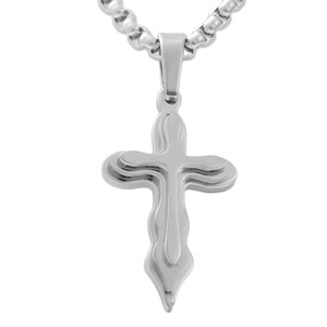 Stainless Steel <b>Cross</b> Pendant Necklace For Men Geometric Design 120115 - Product Image 1