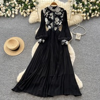 Robe longue plissée élégante à bandage pour femme, style Empire, collection automne