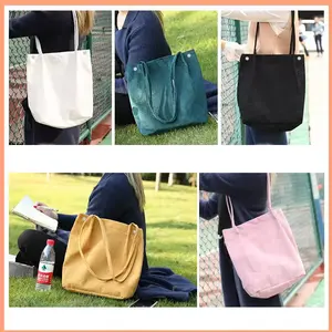 New Designer Corduroy Tote Bag Eco Recycled Shopping Bag High Quality Women Handbag Shoulder Bag