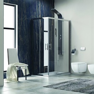 Kamalu KF1000 Moderna Cabina Doccia Angolare Senza Telaio con Porta Scorrevole 130x80 e Vetro Anti-Calcare da 6mm - Product Image 1