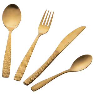 Set di posate HARLEM 16 pezzi in oro satinato martellato - Product Image 3