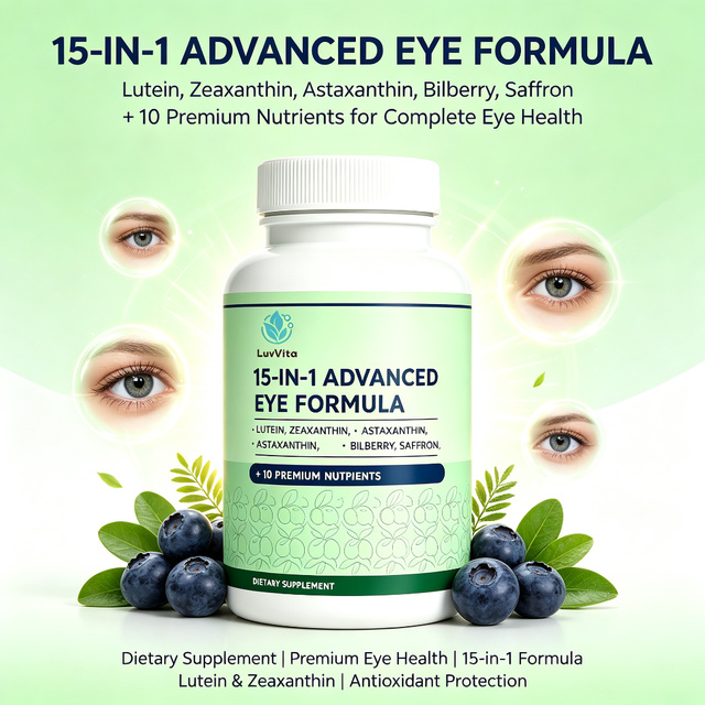 Wholesale Premium Adult Eye Supplement 15-IN-1 Eye Formula Lutein Astaxanthin Omega-3 Saffron Promote Healthy Clear&sharp Vision