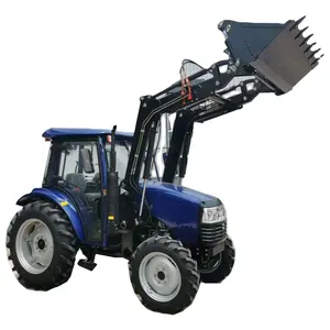 70hp 60hp 50hp 40hp Traktor Roda Pertanian dengan Front Loader Bucket Backhoe Bor Auger Pemotong Rumput Gulma