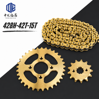 Kit Rantai dan Gir Motor 428H 42T 15T Baja Paduan Emas 20.6KN Heavy Duty untuk Bajaj Pulsar 135 180 Motor Jalanan