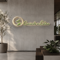 Letrero Acrílico Grabado Personalizable con Logotipo de Empresa, Mini Pantalla LED, Letras Iluminadas, Resistente a la Intemperie IP54