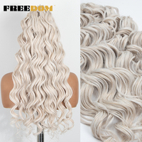 Extensions de tresses au crochet en fibre synthétique haute température, ondulées profondes, torsadées et bouclées, teintes, 24 pouces, 300g, Marron Arc-en-ciel