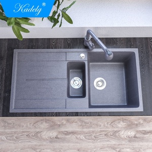 Lavello da <span class=keywords><strong>Cucina</strong></span> in Granito Nero <span class=keywords><strong>a</strong></span> Doppia Vasca con Gocciolatoio <span class=keywords><strong>Due</strong></span> Fori Senza Rubinetto - Product Image 5