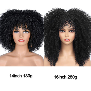 Commercio all'ingrosso corto riccio crespo con frangia per le donne nere <span class=keywords><strong>parrucca</strong></span> Afro riccia parrucche per <span class=keywords><strong>capelli</strong></span> in fibra sintetica per l'uso quotidiano della festa - Product Image 5