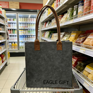 Custom Logo Large Capacity Reusable Felt Tote <b>Bag</b> <b>Lightweight</b> Portable Daily Commute Shopping Felt <b>Bag</b> - Product Image 5