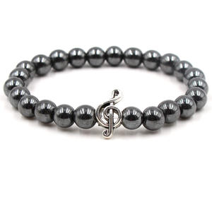 سوار مطاطي من خرز الهيماتيت للعلاج الصحي 8 مم مضاد للتعب بتصميم جمجمة وأسد ونمر وقدم وفيل للرجال والنساء - Product Image 4