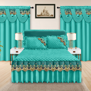 New Design Arrival 5 Piece <strong>King</strong> <strong>Size</strong> Bedskirt Set With <strong>Valance</strong> Curtains and <strong>Sheet</strong> Bedspread Luxury Hotel Home Bedroom Decor - Product Image 4