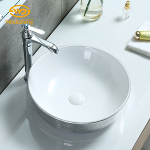 Lavabo da bagno in ceramica con lavabo rotondo in argento e argento lavabo a superficie solida - Product Image 2