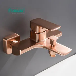 Frascio水标认证玫瑰金黄铜浴缸水龙头，用于墙壁安装的浴室浴缸水龙头混合器淋浴装置