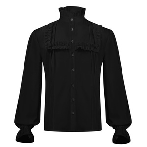 Camisa Pirata Plisada para <span class=keywords><strong>Hombre</strong></span> Estilo Europeo y Americano, <span class=keywords><strong>Ropa</strong></span> Medieval Steampunk <span class=keywords><strong>Victoriana</strong></span> - Product Image 3