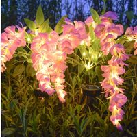 Lampu bunga Wisteria LED tenaga surya, lampu taman bunga buatan, lampu lanskap dekorasi sisipan tanah halaman luar ruangan