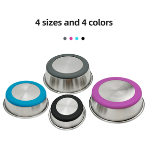 Mangkuk air anjing besi tahan karat anti tumpah awet hewan peliharaan logam logo kustom - Product Image 2