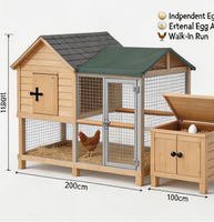 Poulailler en bois massif avec espace indépendant pour les œufs, design imprimé tendance, prêt pour l'été, abri extérieur pour volailles