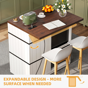 Coffee Bar Cabinet with <b>Mini</b> Fridge Space, Mobile Power Outlet & Drop Leaf, Liquor - Product Image 3