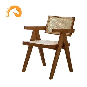 Nordic Cane Chair Armrest Dining Chair Ins Solid Cherry Wood Japanese Chandigaryen Living Room Furniture Leisure Chair
