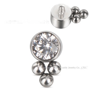 Vendita diretta della fabbrica per bambini in titanio Piercing al naso gioielli con zircone orecchio all'ingrosso alla moda orecchini Piercing - Product Image 6