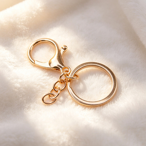 Shiny Gold Metal Snap Hook <b>Key</b> Ring With Connecting Chain DIY Handmade Pendant Making Keychain Bag Attachment Fittings - Product Image 1