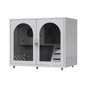 Modernes Luxus großes Katzen nest Französisch Creme Aluminium legierung Haustier Schrank mit Glas Holz Villa Home <span class=keywords><strong>Cat</strong></span> House - Product Image 6