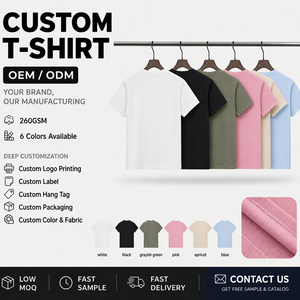 Maglietta OEM 260gsm con Collo Alto Elasticizzato per Donna, Design Personalizzabile Gratuito, Manica Corta, Strato Base per Ragazze Alla Moda - Product Image 1