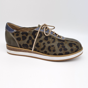 Haute qualité mode femme imprimé léopard en plein air dames en cuir chaussures plates rétro à lacets luxe <span class=keywords><strong>crin</strong></span> femmes chaussures décontractées - Product Image 2