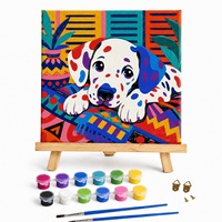 Ensemble de peinture par numéros pour enfants, motifs animaux de dessins animés, cadeau de Noël, toile avec peintures acryliques