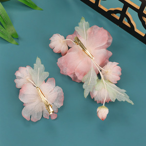 2026 New Original Antique Style Handmade Silk <b>Flower</b> Pink Hanfu Headdress, <b>Sweet</b> Makeup Hair Accessory with Perforated <b>Flowers</b> - Product Image 3