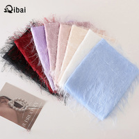 Qibai Simple plume frange mousseline jacquard tissu léger vers le bas rond petit parfum bouquet emballage