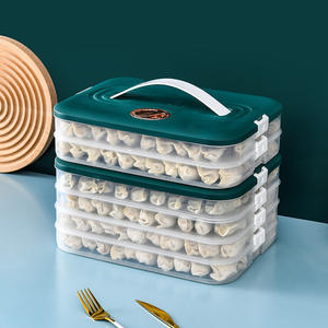 Dumpling Freezer <b>Container</b> Stackable Rectangle Clip On Lid Large Capacity Refrigerator Food Storage Plastic Household <b>Travel</b> Use - Product Image 3