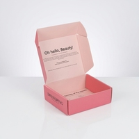 Caja de Cartón Corrugado Rosa Personalizada con Impresión Interior Completa para Envío de Ropa y Cosméticos, Caja de Embalaje Tipo Avión con Logotipo